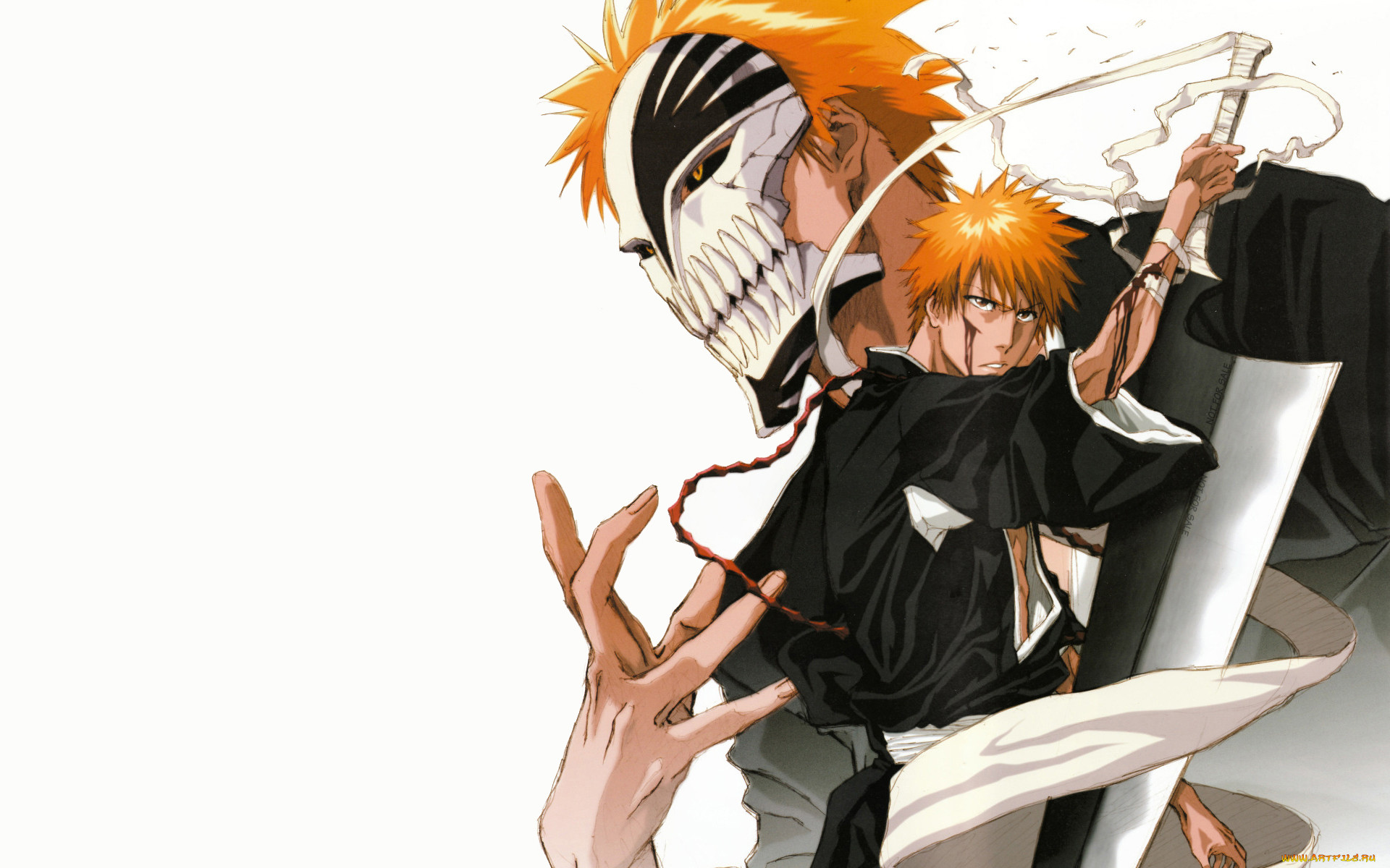 Обои Аниме Bleach, обои для рабочего стола, фотографии аниме, bleach,  парень, куросаки, ичиго, кровь, меч, маска, пустой, синигами, блич Обои для  рабочего стола, скачать обои картинки заставки на рабочий стол.